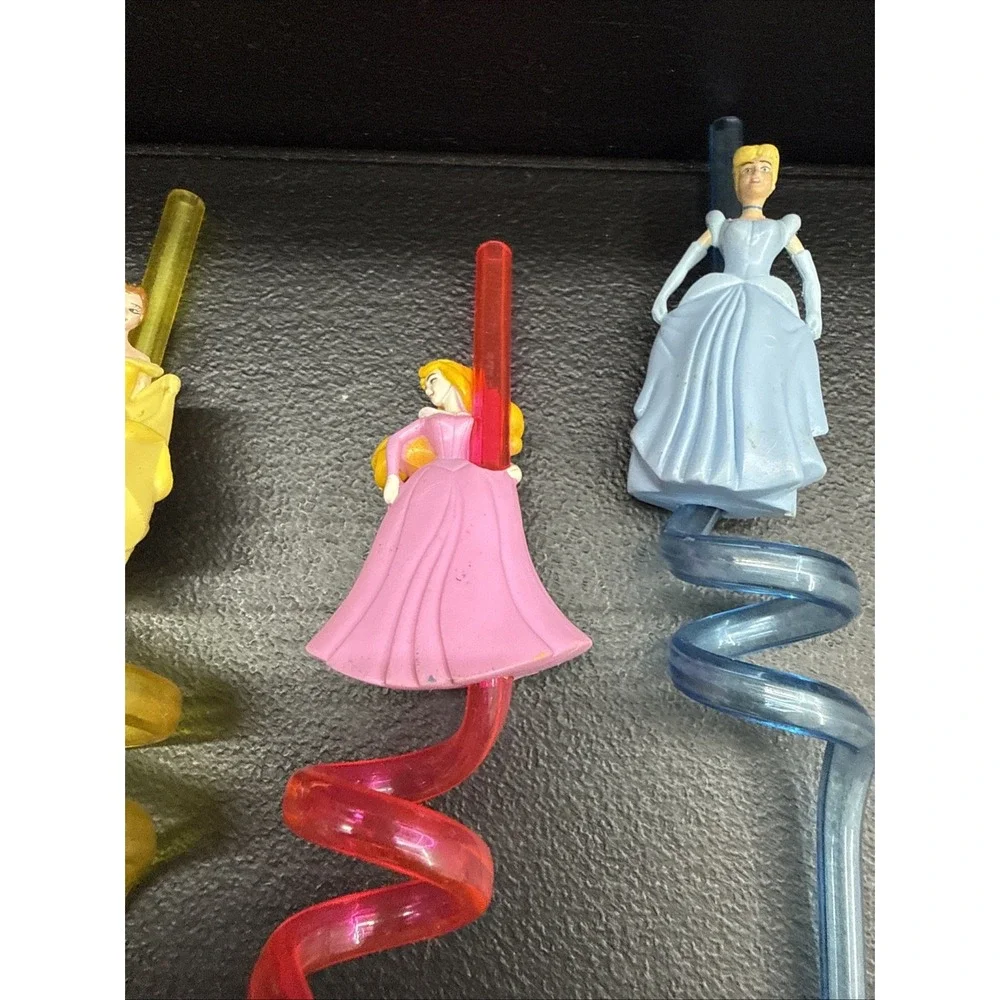 Vintage Disney Lot 3 Curly Fun Figural Strinking Straws